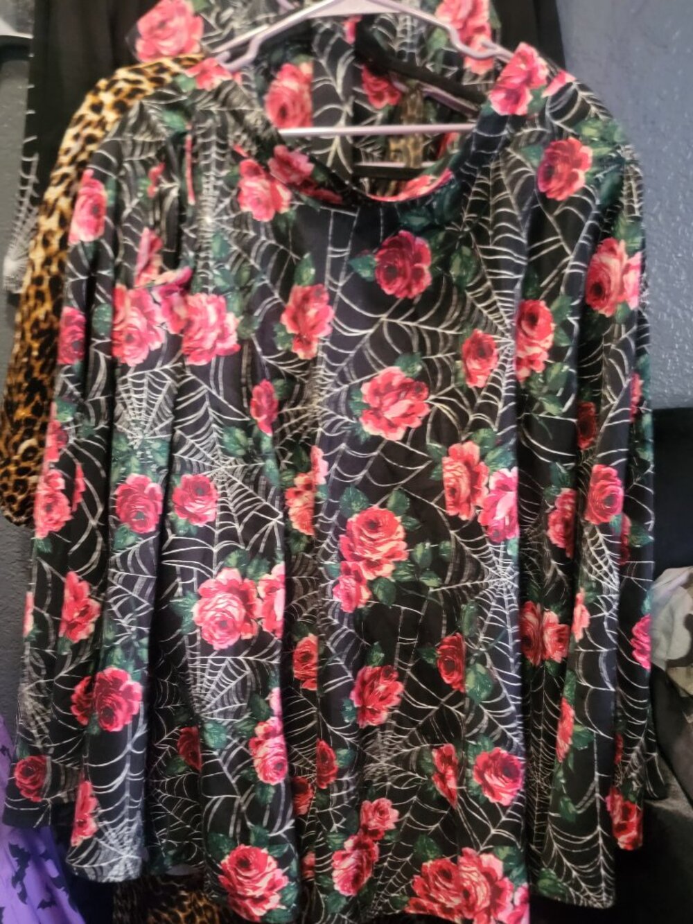 Vixen Micheline Pitt pink roses spiderweb circle skirt